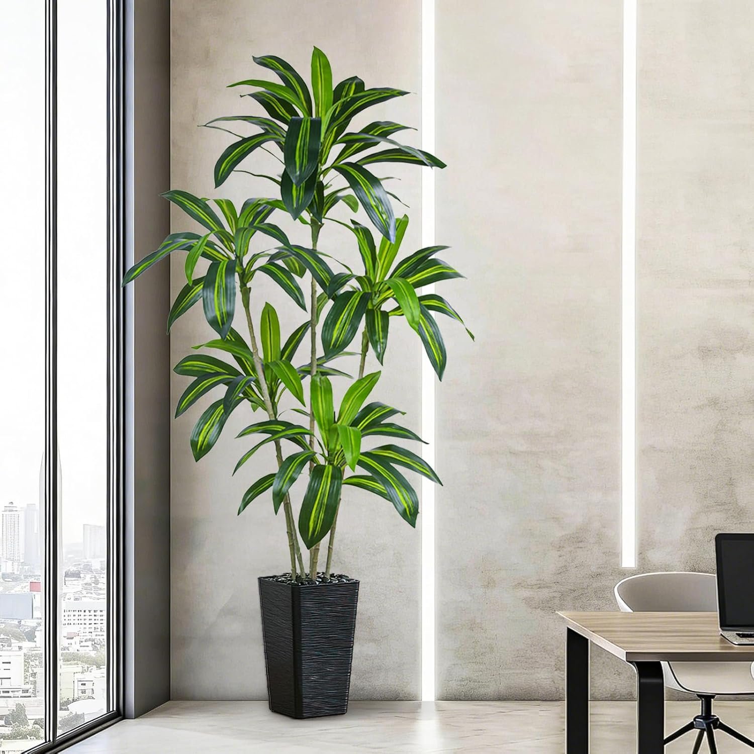 6ft Tropical Artificial Tree with Elegant Black Planter - Image 6