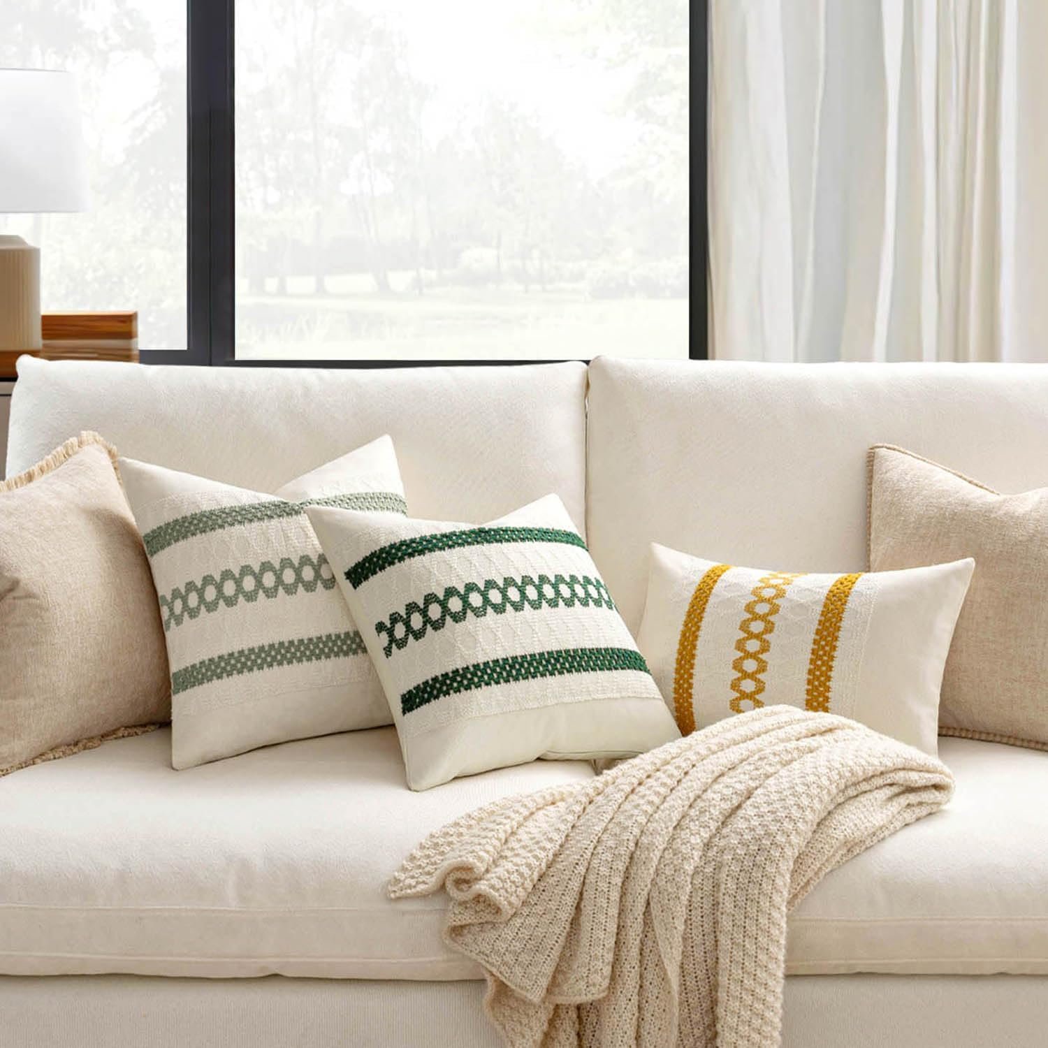Sage Green Woven Cushion Covers – Set of 2 Decorative Throw Pillow Covers (18” × 18”) - Image 4