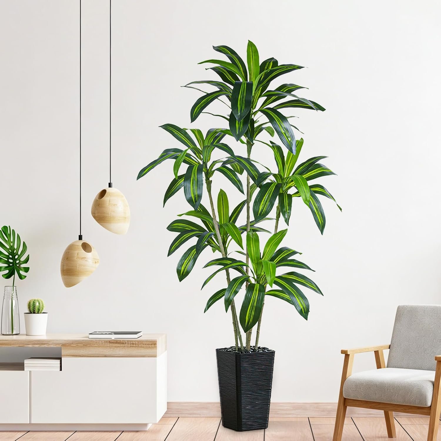 6ft Tropical Artificial Tree with Elegant Black Planter - Image 4
