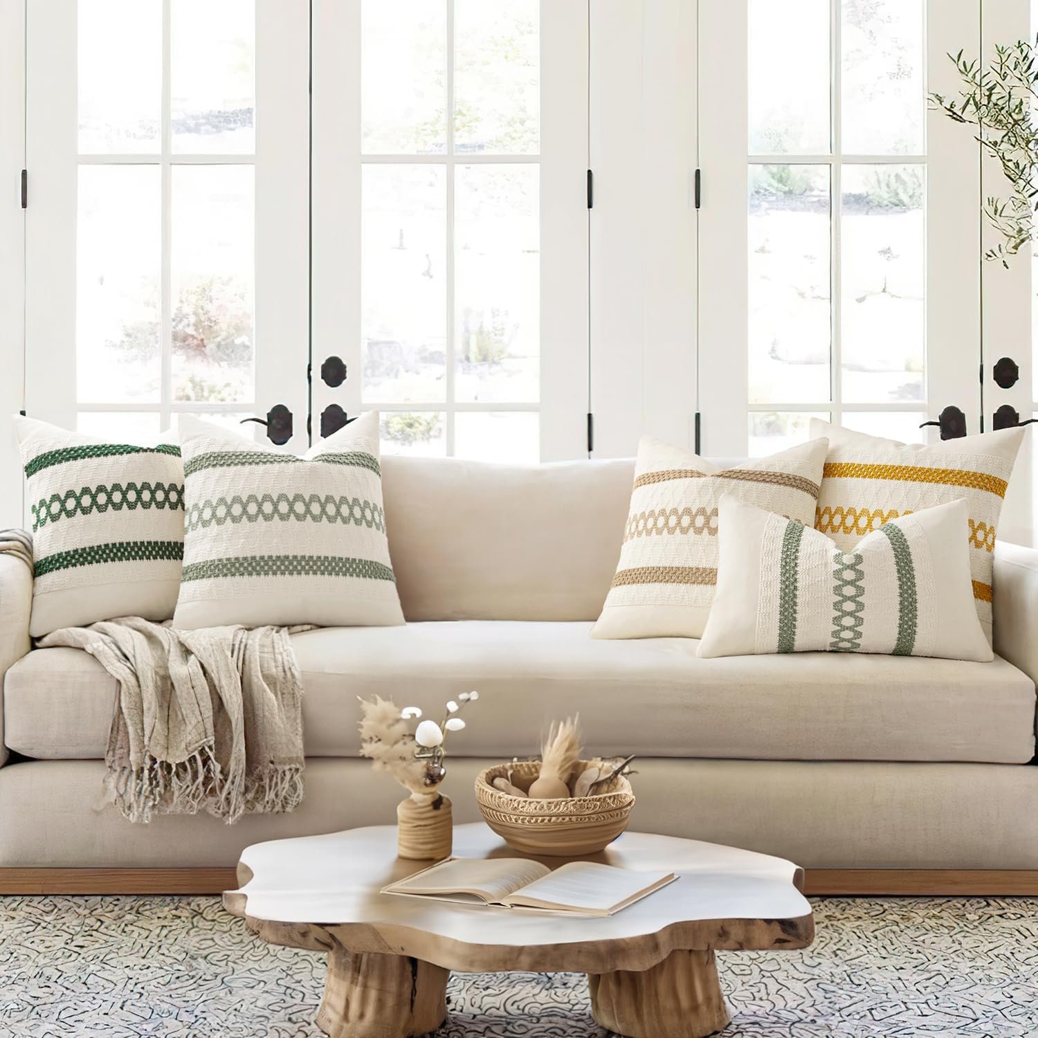 Sage Green Woven Cushion Covers – Set of 2 Decorative Throw Pillow Covers (18” × 18”) - Image 6