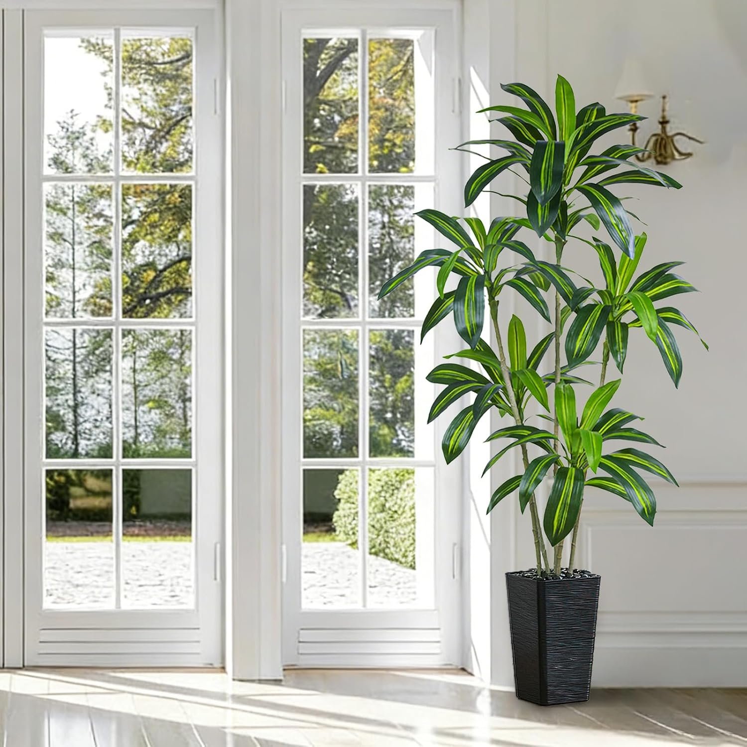 6ft Tropical Artificial Tree with Elegant Black Planter - Image 3