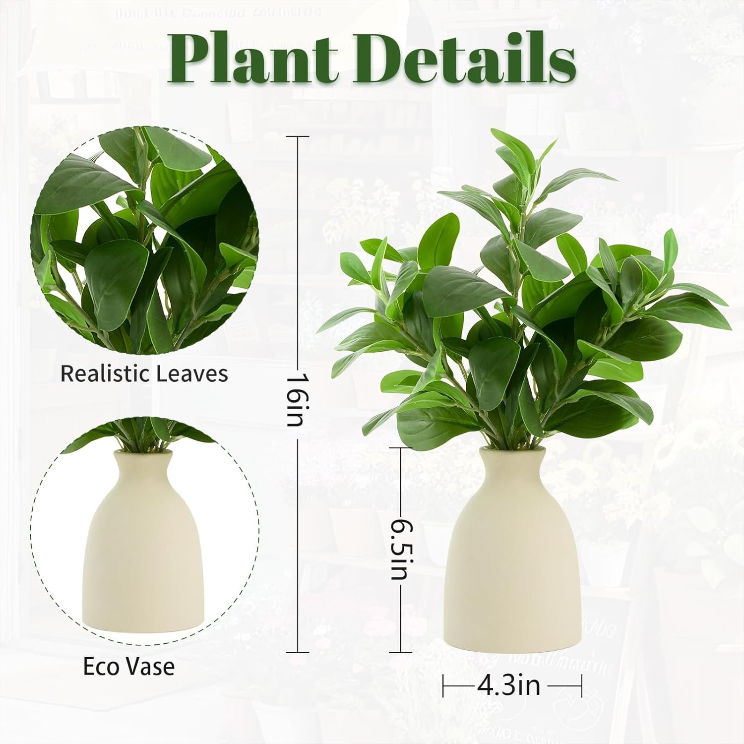 16” Small Artificial Eucalyptus Plant for Shelves, Desks & Table Decor - Image 5