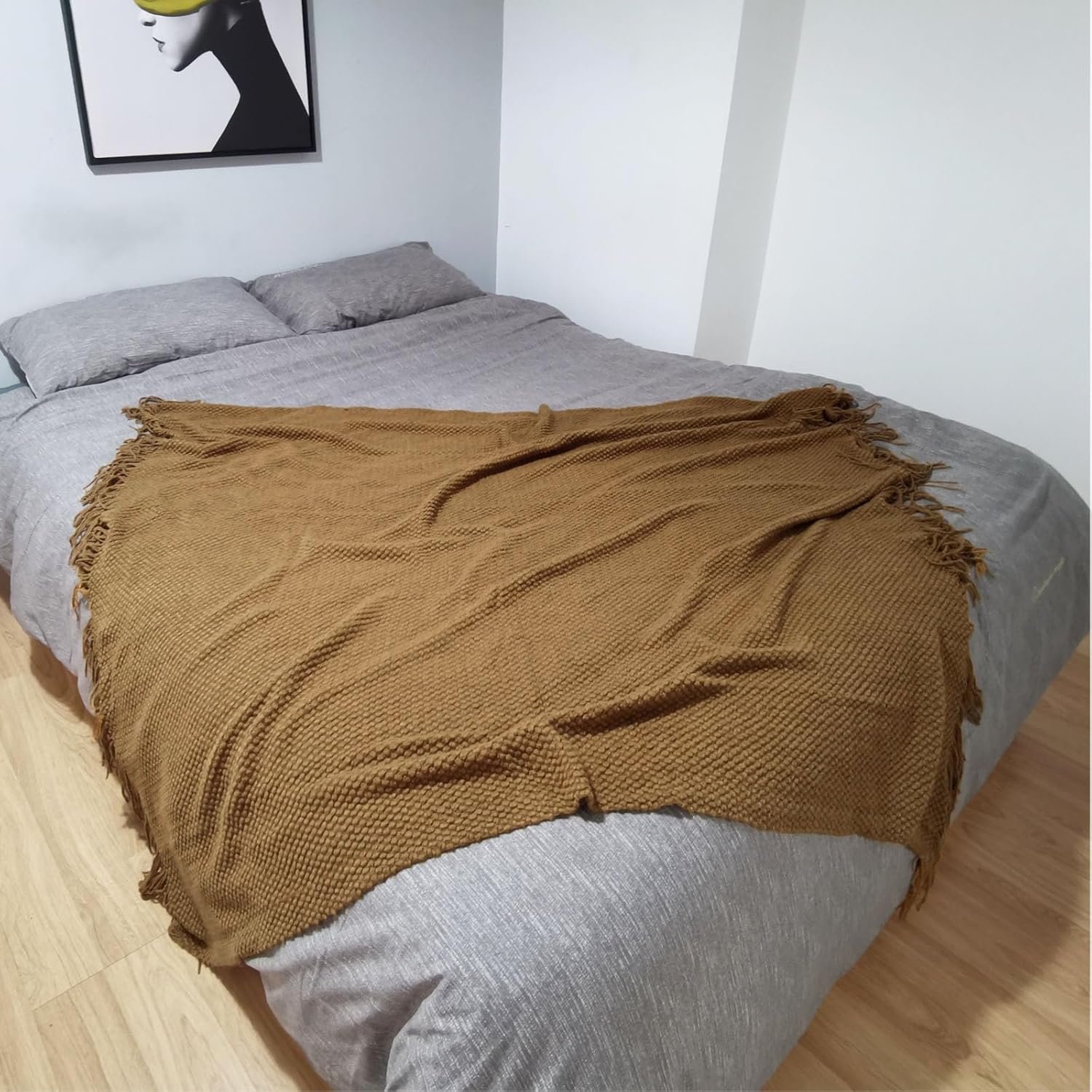 Knitted Throw Blanket with Tassels Bubble for Couch Cover Home Decor - Image 2