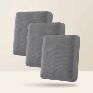Stretch Sofa Cushion Covers – Set of 3 Jacquard Seat Covers in Grey