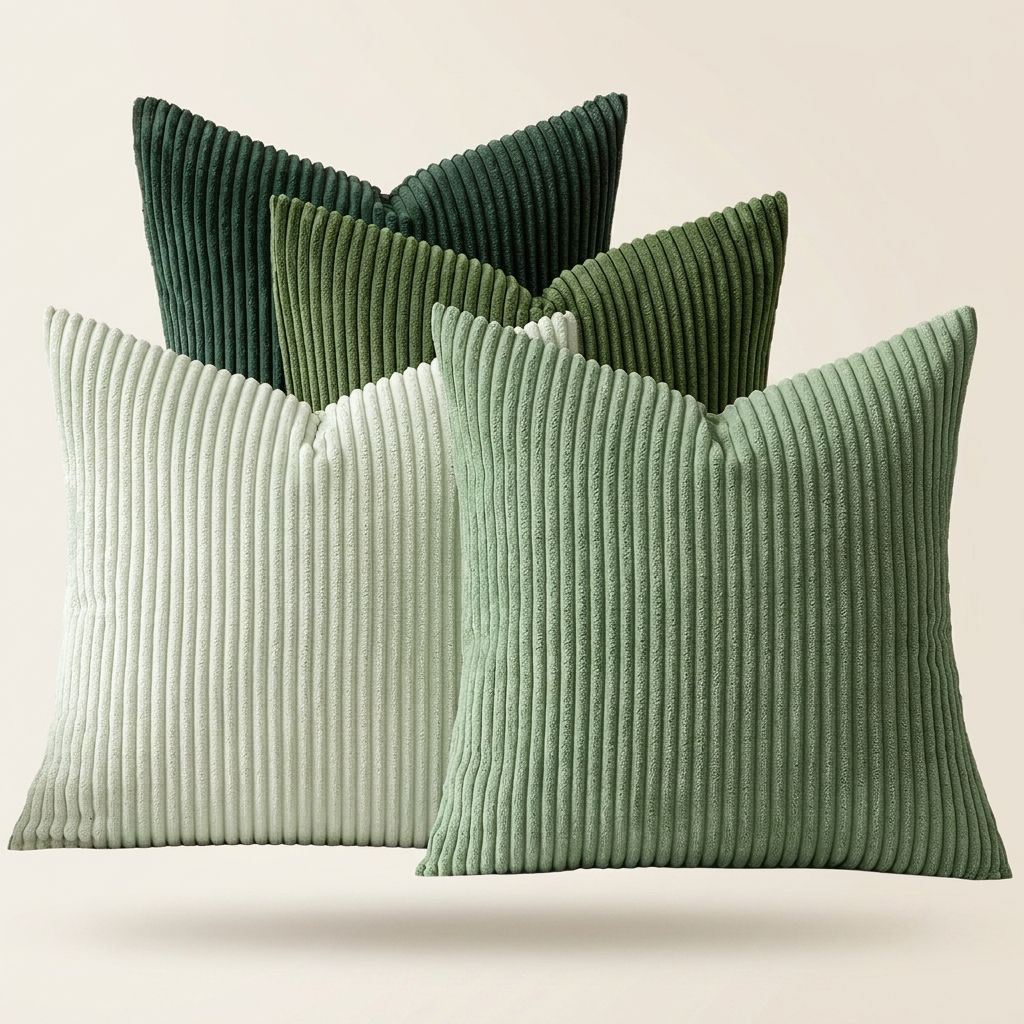 Sage Green Throw Pillow Covers – Set of 4 Soft Corduroy Cushion Covers
