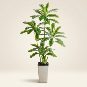 5ft Artificial Yellow Dracaena Tree with White Planter for Modern Home Decor