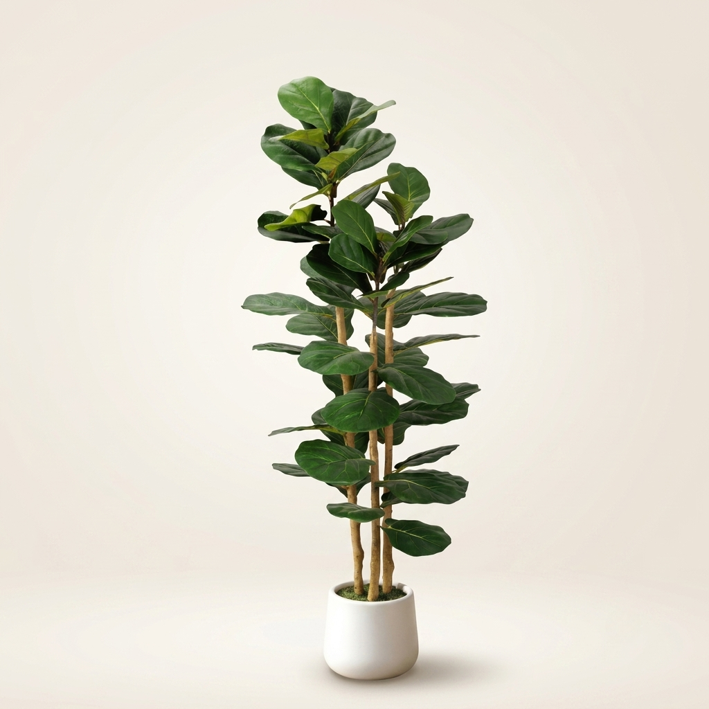 5ft Artificial Fiddle Leaf Fig Tree with Modern White Planter
