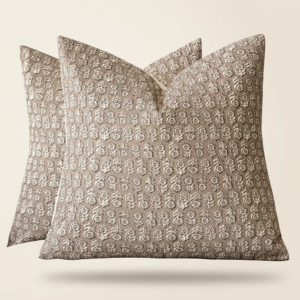 Neutral Floral Cushion Covers – Set of 2 Vintage Decorative Throw Pillow Covers