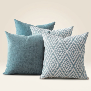 Blue Linen-Textured Cushion Covers – Set of 4 Decorative Throw Pillow Covers
