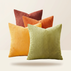 Burnt Orange Corduroy Throw Pillow Covers – Set of 4 Decorative Cushion Covers